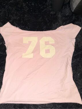 Baby pink off the shoulder crop top